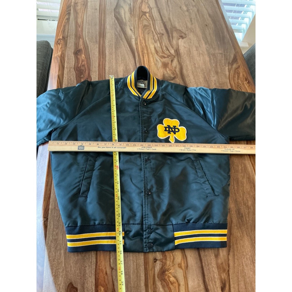 Vintage 80s Chalk Line Notre Dame Fighting Irish Satin Bomber Jacket USA Made L - Picture 4 of 12